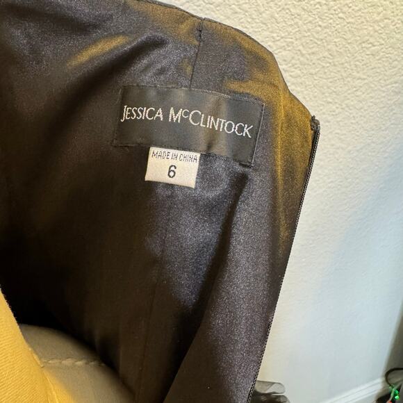 NEW Vintage Jessica Mcclintock Strapless Ruffle Lace Cocktail Dress Black Prom 6 - Picture 9 of 12